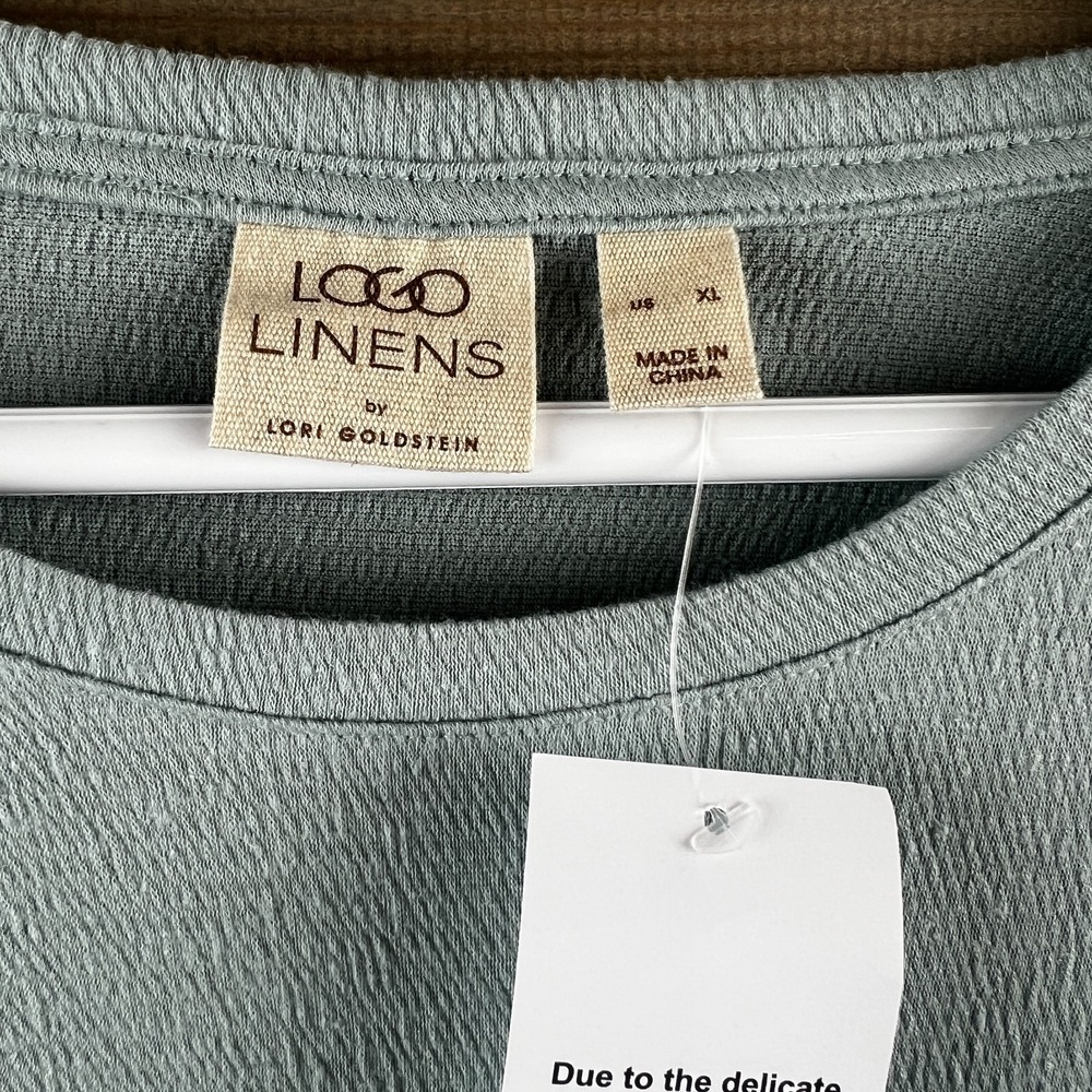 Logo Linens By Lori Goldstein Womens Shirt Long Sleeve Crochet Lace Textrued‎ XL - Picture 7 of 8